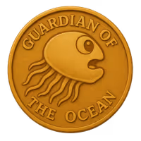 Gold coin featuring a stylized fish and text 'GUARDIAN OF THE OCEAN'.