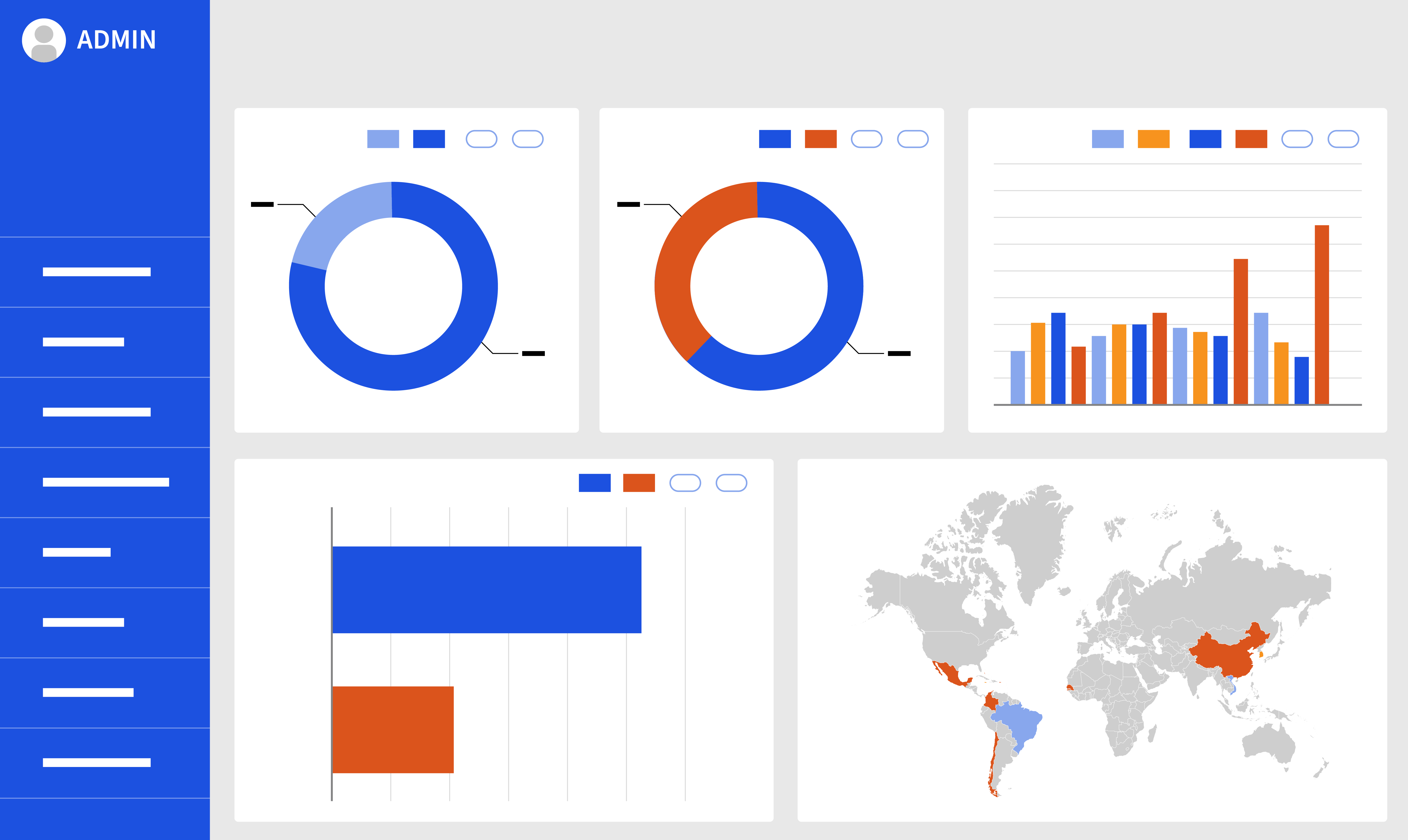 Four separate tables comparing data with colored cells including green check marks, percentages in red, yellow, and blue, and numeric values highlighted in red, yellow, green, and blue, with black text labels obscured.