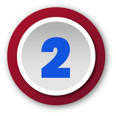 A blue number 2 in the center of a silver circle with a purple outer ring.