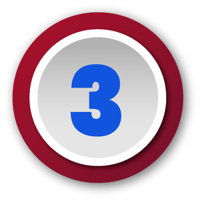 Blue number 3 centered inside a white circle with a purple outer ring and shadow.