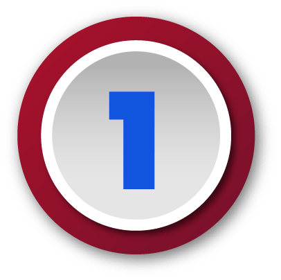Blue number one inside a white circle with a purple outer ring.