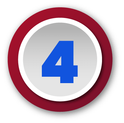 Blue number 4 centered in a light grey circle with a purple outer ring.