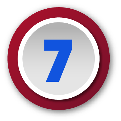 Blue number 7 centered in a white circle with a purple outer ring background.