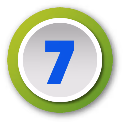 Blue number 7 centered in a white circle with a purple outer ring background.