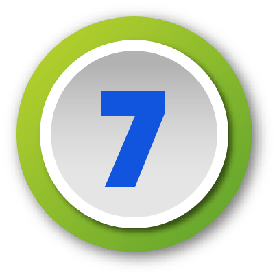 Blue number 7 centered in a white circle with a purple outer ring background.