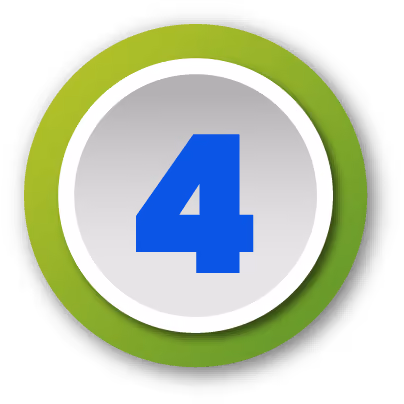 Blue number 4 centered in a light grey circle with a purple outer ring.