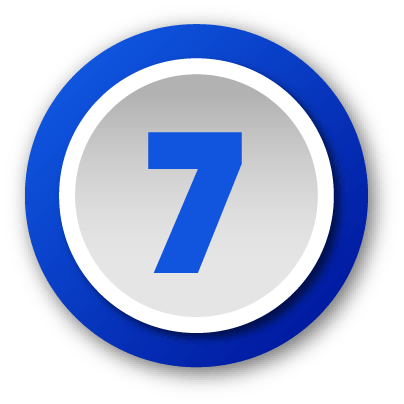 Blue number 7 centered in a white circle with a purple outer ring background.