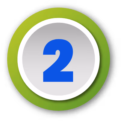 A blue number 2 in the center of a silver circle with a purple outer ring.