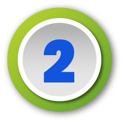 A blue number 2 in the center of a silver circle with a purple outer ring.