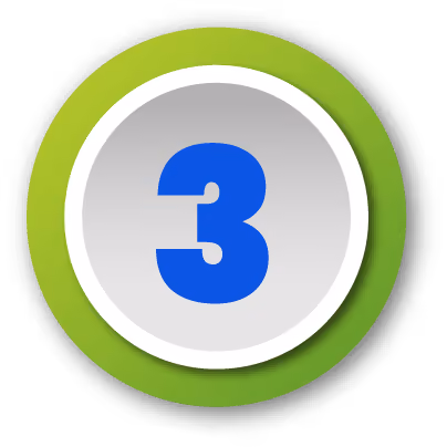 Blue number 3 centered inside a white circle with a purple outer ring and shadow.