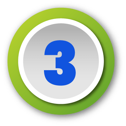 Blue number 3 centered inside a white circle with a purple outer ring and shadow.
