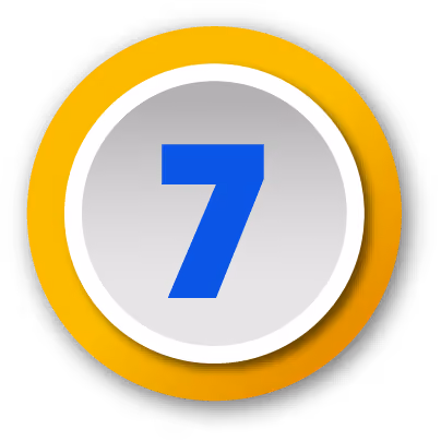 Blue number 7 centered in a white circle with a purple outer ring background.