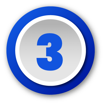 Blue number 3 centered inside a white circle with a purple outer ring and shadow.