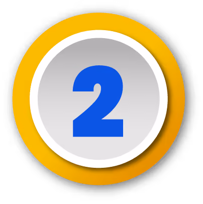 A blue number 2 in the center of a silver circle with a purple outer ring.
