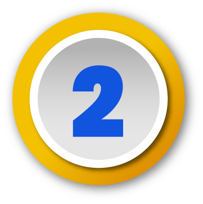 A blue number 2 in the center of a silver circle with a purple outer ring.