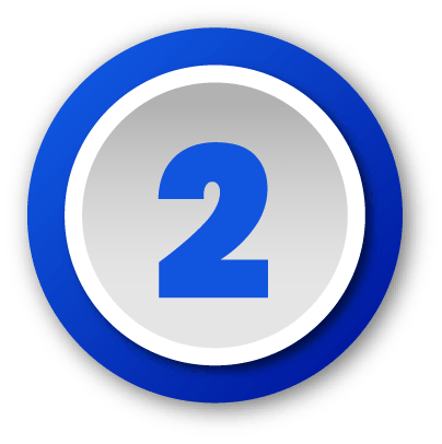 A blue number 2 in the center of a silver circle with a purple outer ring.
