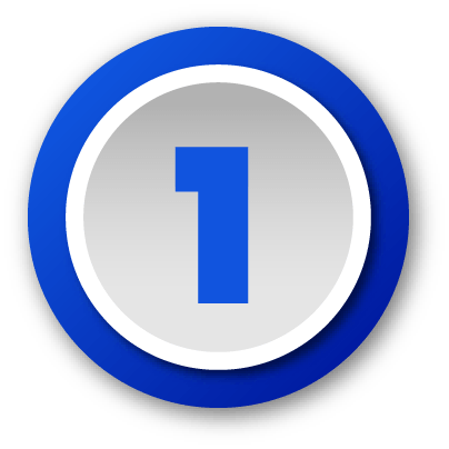 Blue number one inside a white circle with a purple outer ring.