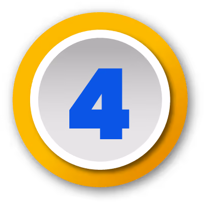 Blue number 4 centered in a light grey circle with a purple outer ring.