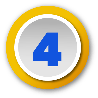 Blue number 4 centered in a light grey circle with a purple outer ring.