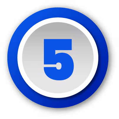 Blue number 5 centered in a white circle with a dark blue outer ring.