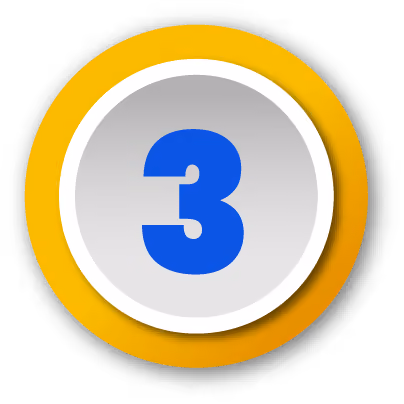 Blue number 3 centered inside a white circle with a purple outer ring and shadow.