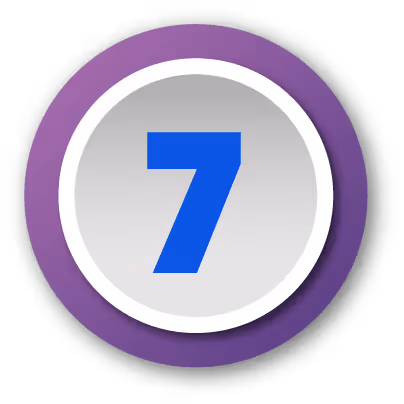 Blue number 7 centered in a white circle with a purple outer ring background.
