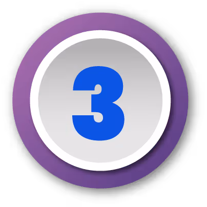 Blue number 3 centered inside a white circle with a purple outer ring and shadow.