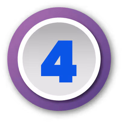 Blue number 4 centered in a light grey circle with a purple outer ring.