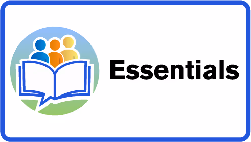 Logo with three people icons behind an open book and the word Essentials to the right.