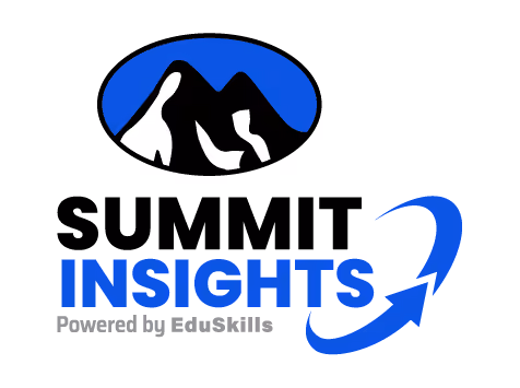 Summit Insights logo with black mountains in a blue oval and blue and black text.