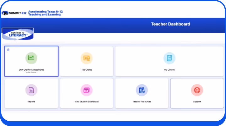 Logo with a book and upward arrow next to text reading Accelerate to Literacy ELA Practice Assessments.
