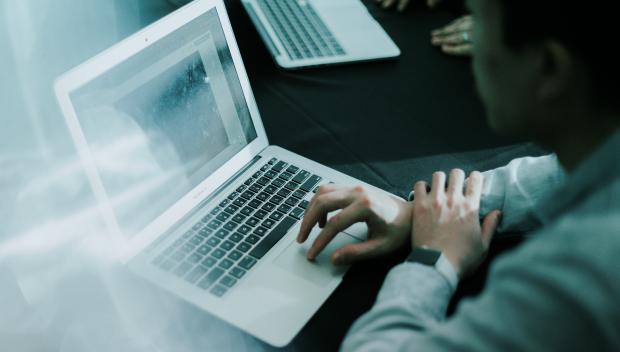Person working on a laptop