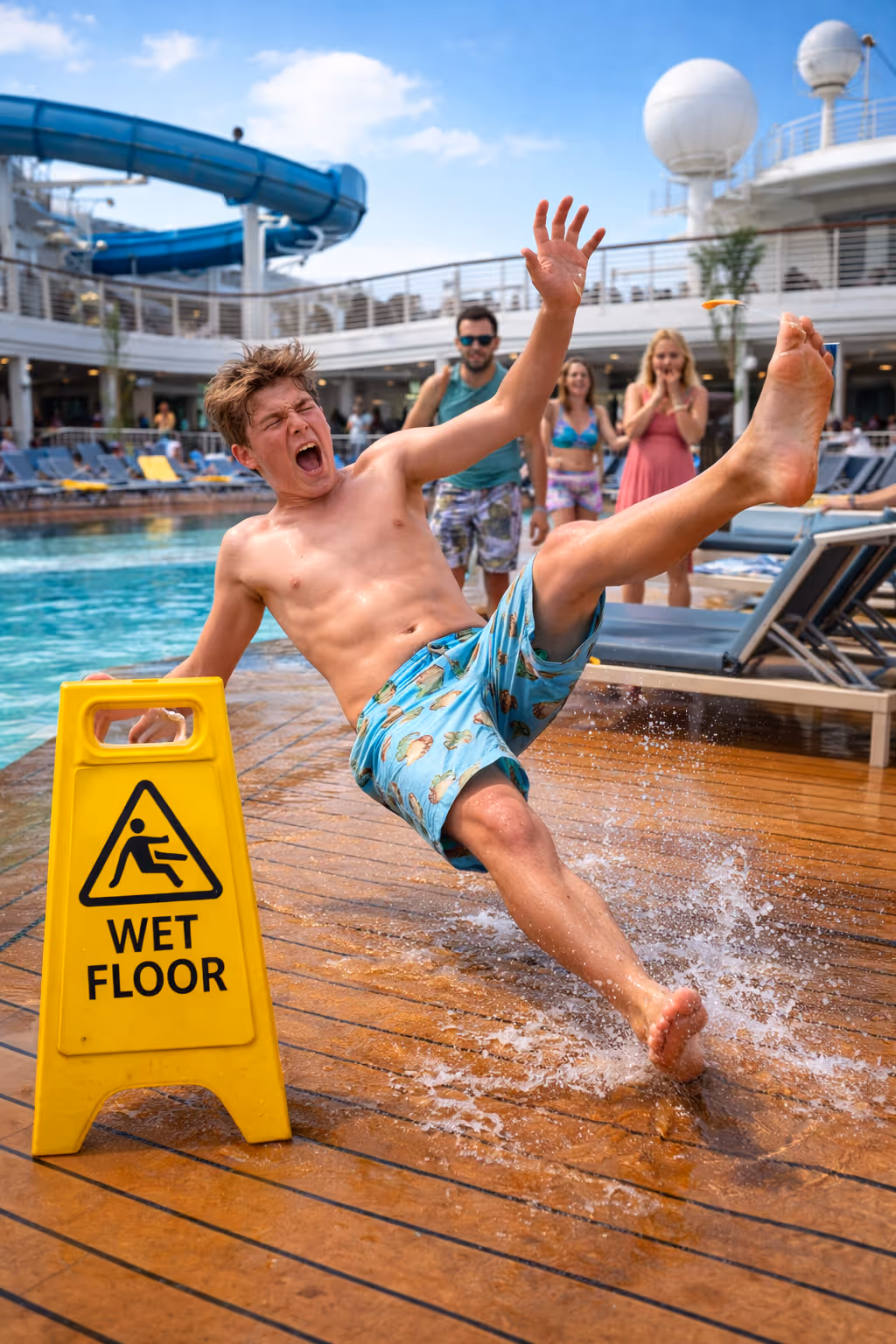 accident happening on a cruise ship pool deck - accidents occur in a variety of locations on a cruise ship 