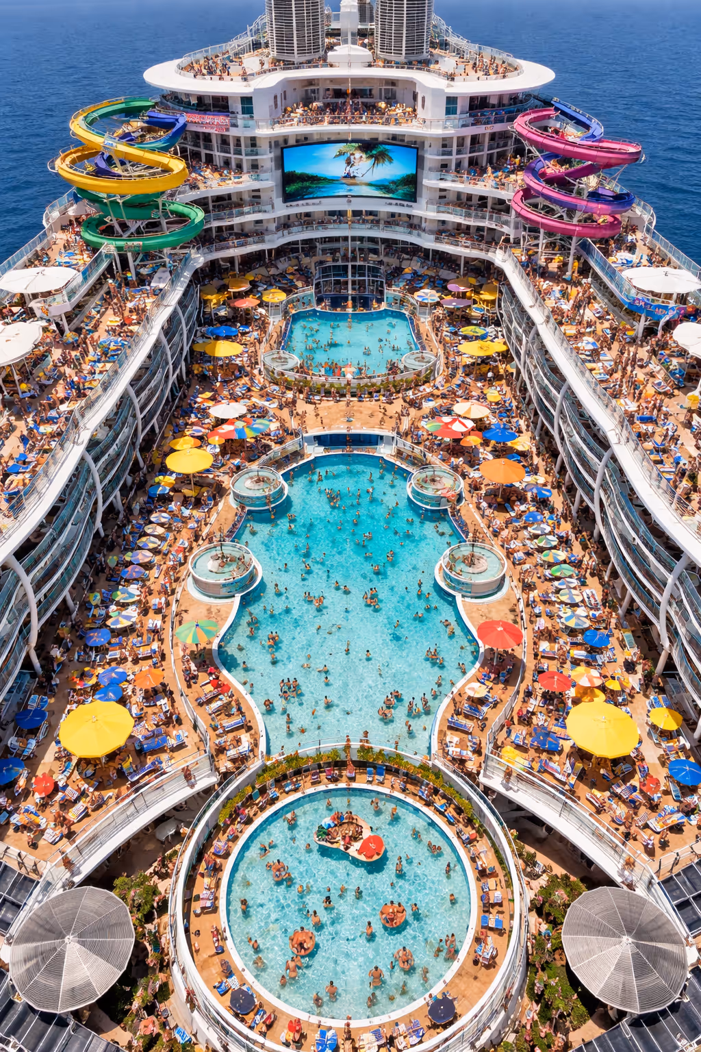 Harmony of the Seas Oasis Class Royal Caribbean cruise ship pool deck injury risk area