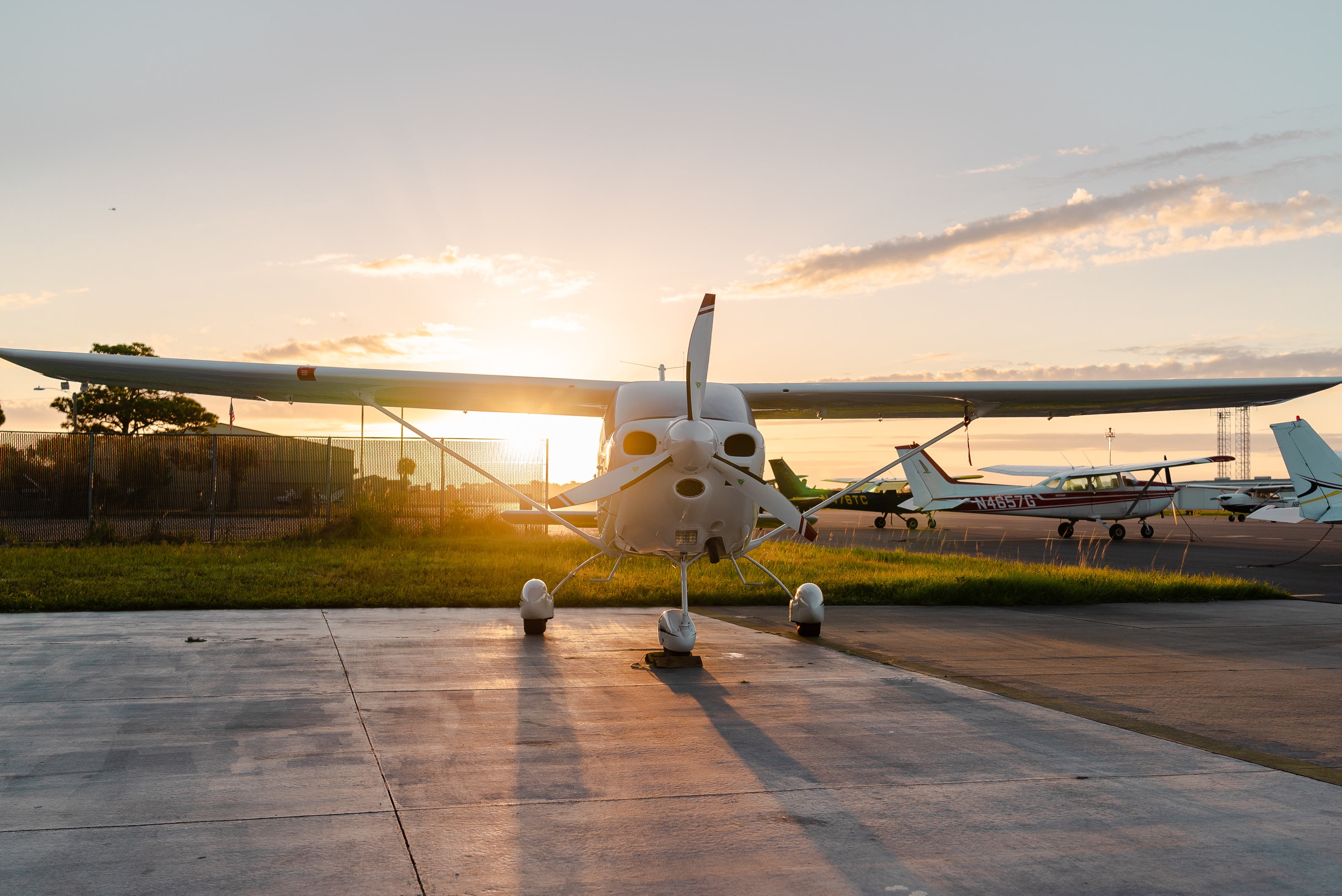 Cessna 152 aircraft N67300 on tarmac at Venice Municipal Airport ready for hour-building flights