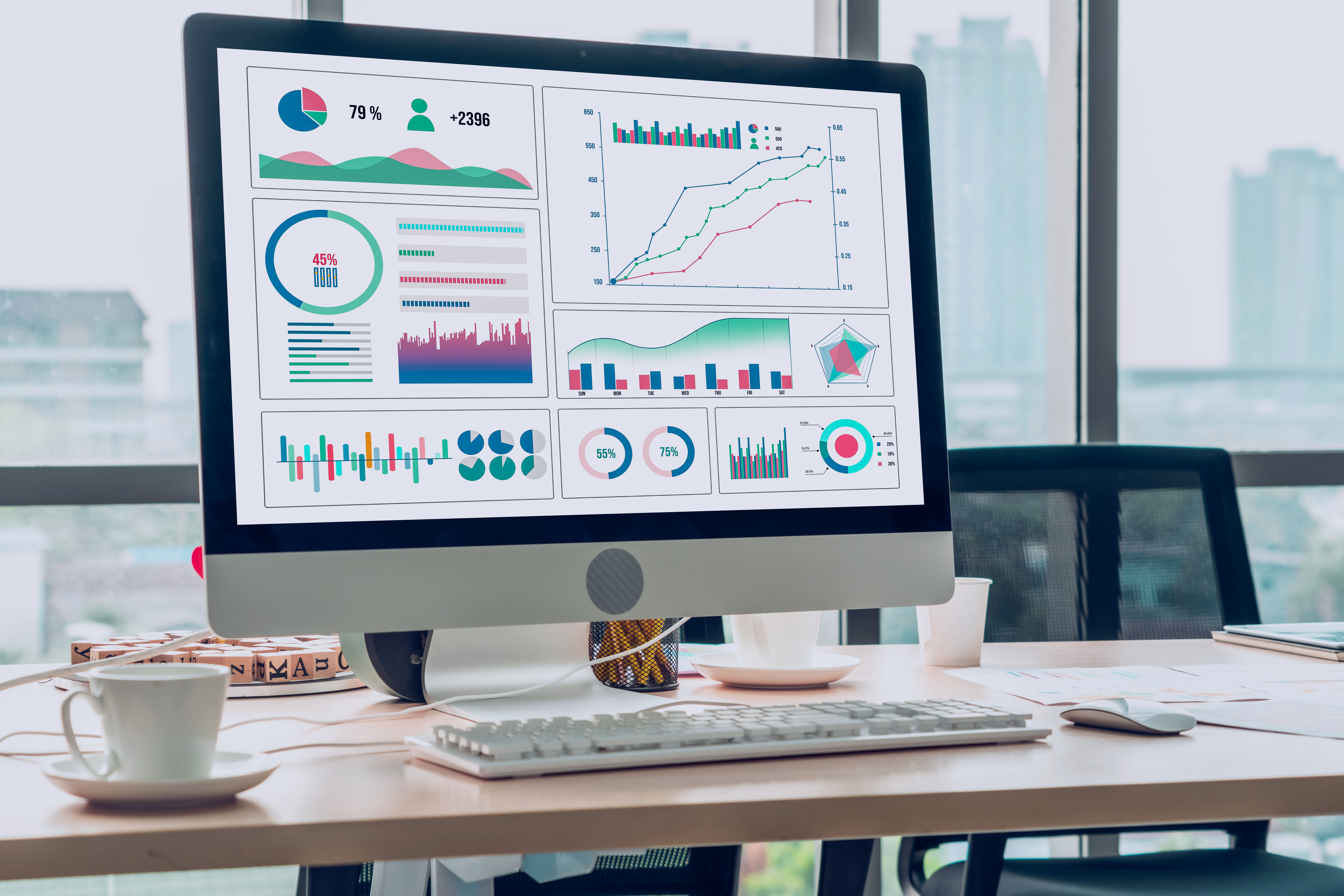 Data analytics dashboard showing structured business data