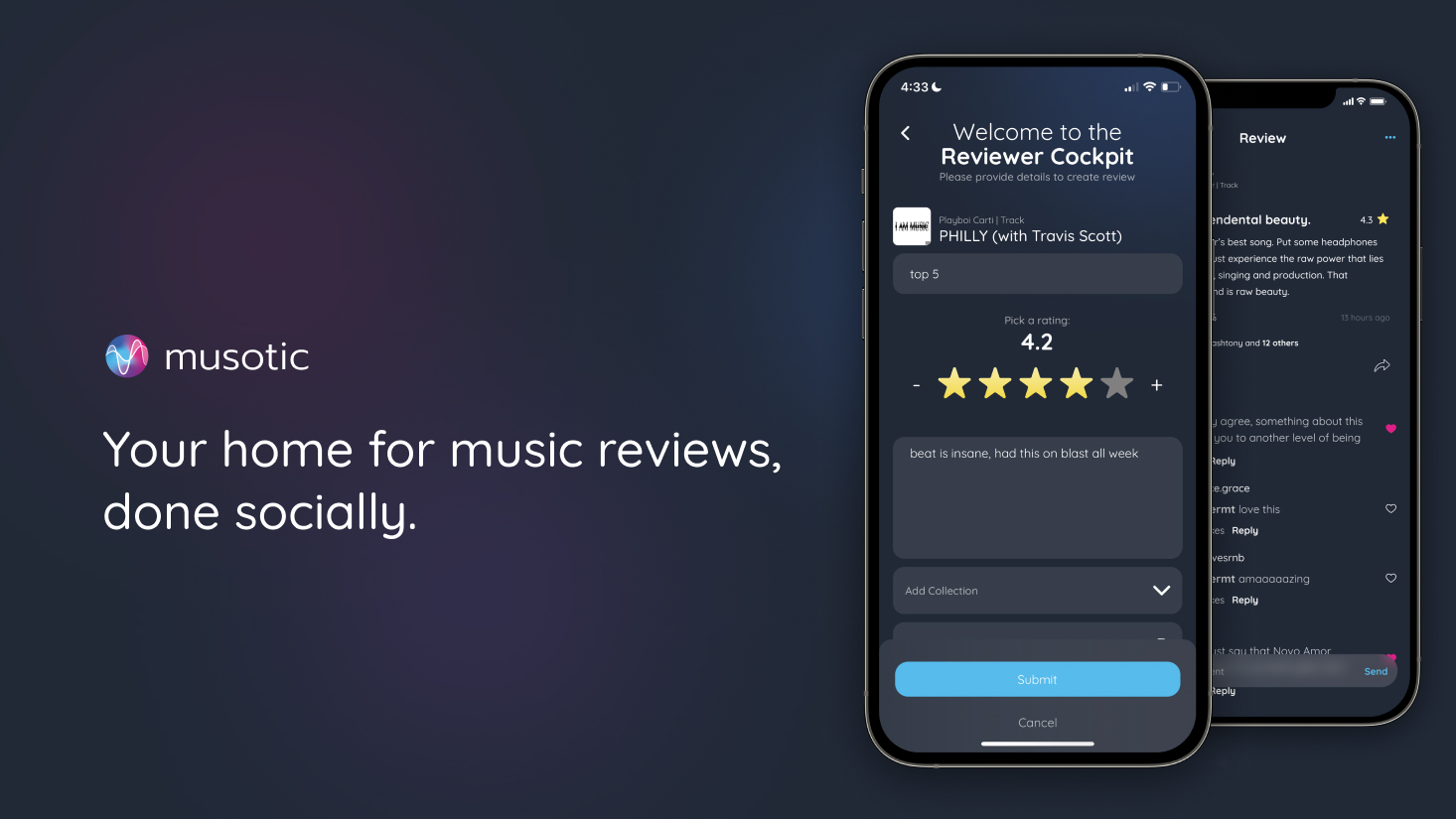Musotic: Letterboxd for music
