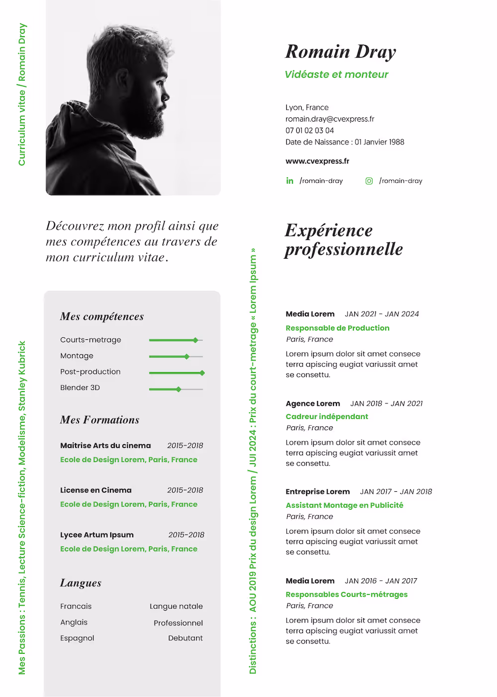 CV professionnel avec design chronologique adapté aux cadres et managers