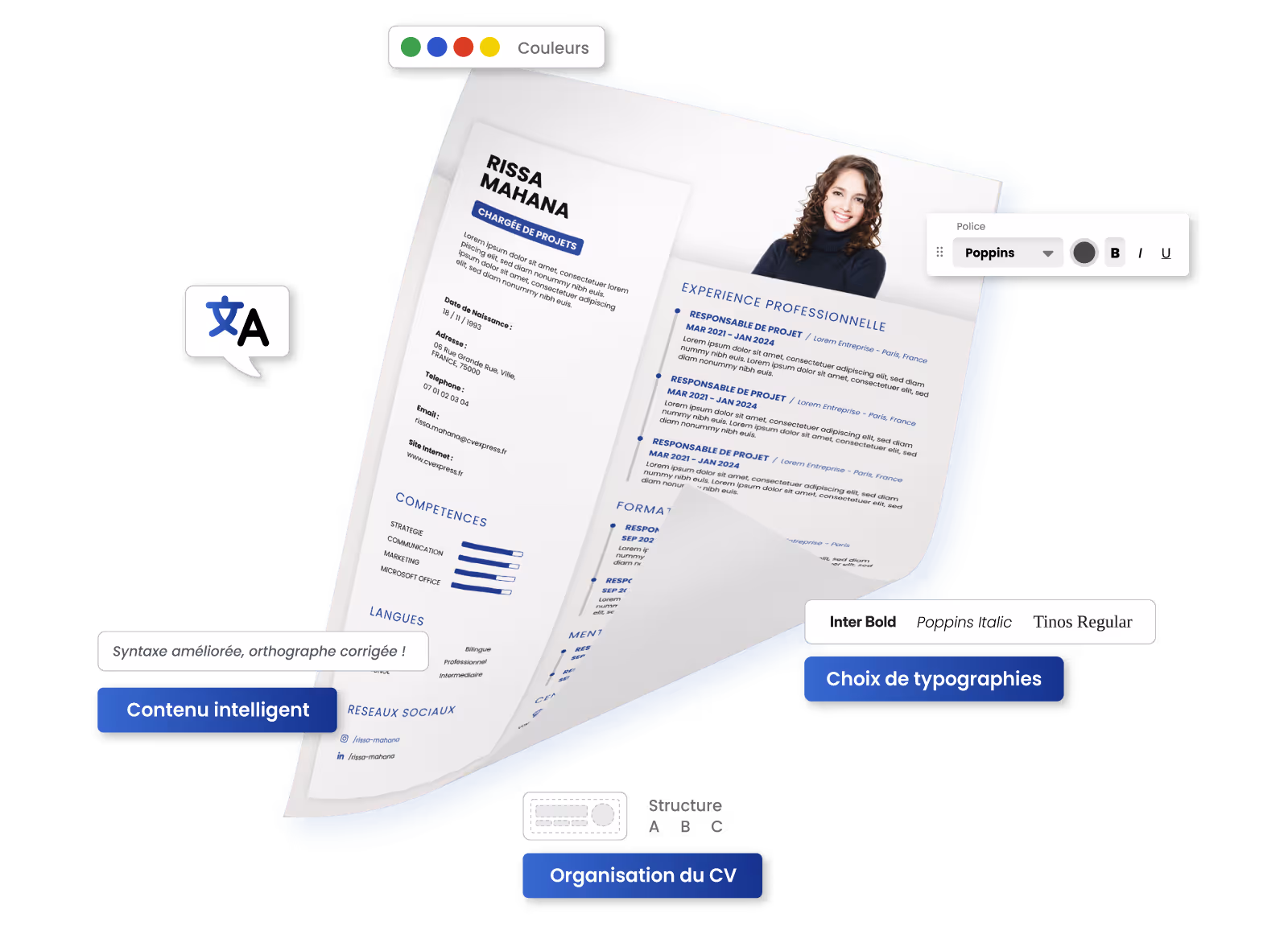 Packshot produit : CV professionnel avec outils intelligents et IA intégrés