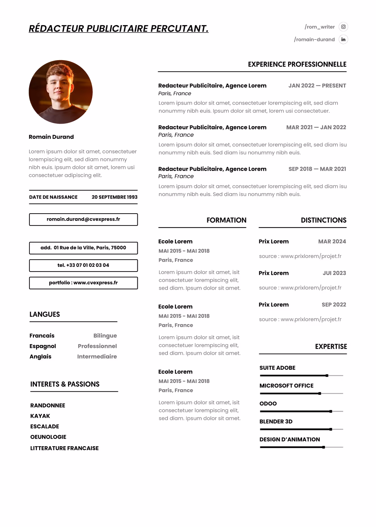 Modèle de CV moderne 2025-26 – design minimaliste et compatible ATS – CVexpress.fr