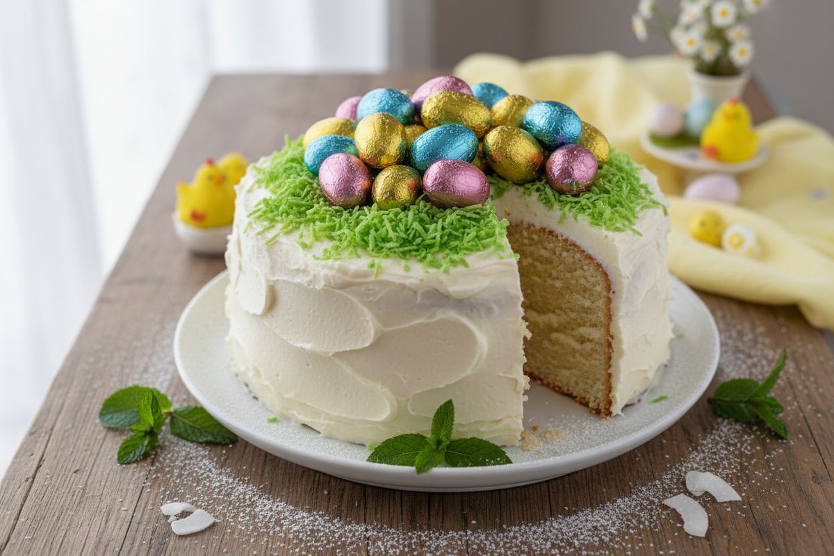 Helppo pääsiäiskakku kookoksella | Makeatherkut