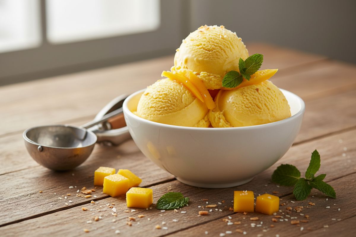 Vegaaninen mangojäätelö – helppo ja herkullinen