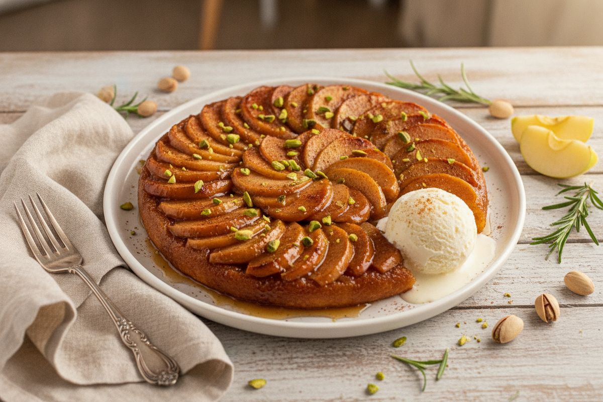 Omena-pistaasi tarte tatin – herkullinen ranskalainen