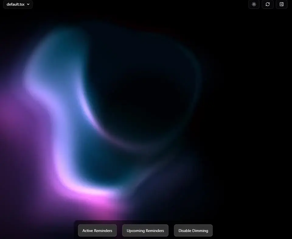 Abstract blue and purple fluid shape glowing softly against a black background.