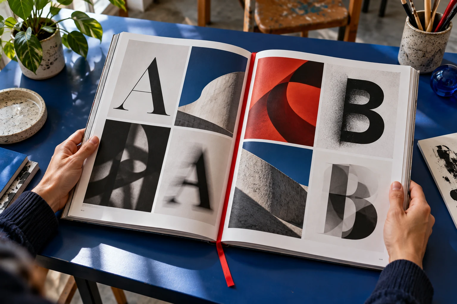 Przegląd inspiracji wizualnych w magazynie o projektowaniu.