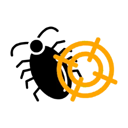 Icône Nuisibook représentant un insecte ciblé, fond clair.