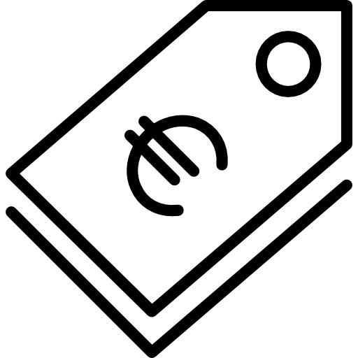 Icône de billet représentant le prix ou la facturation.