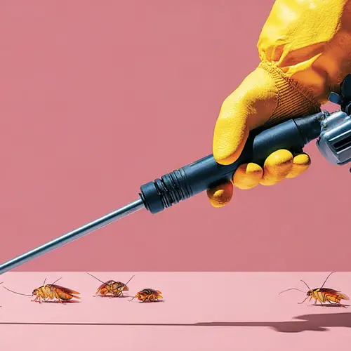 Photo d'une main d'un professionnel qui applique un traitement contre les cafards