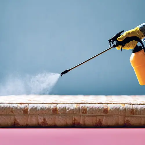 Photo d'une main d'un professionnel Nuisibook en action qui applique un traitement contre des punaises de lit