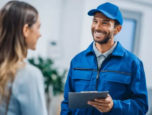 Photo d'un professionnel Nuisibook discutant avec une cliente
